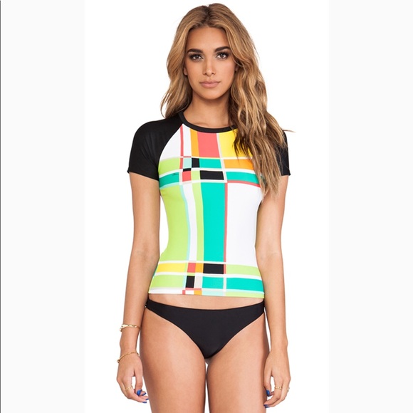 Trina Turk Other - TRINA TURK SWIM COLOR BLOCK PLAID RASH GUARD